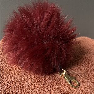 Chic Burgundy Pom Pom Keychain